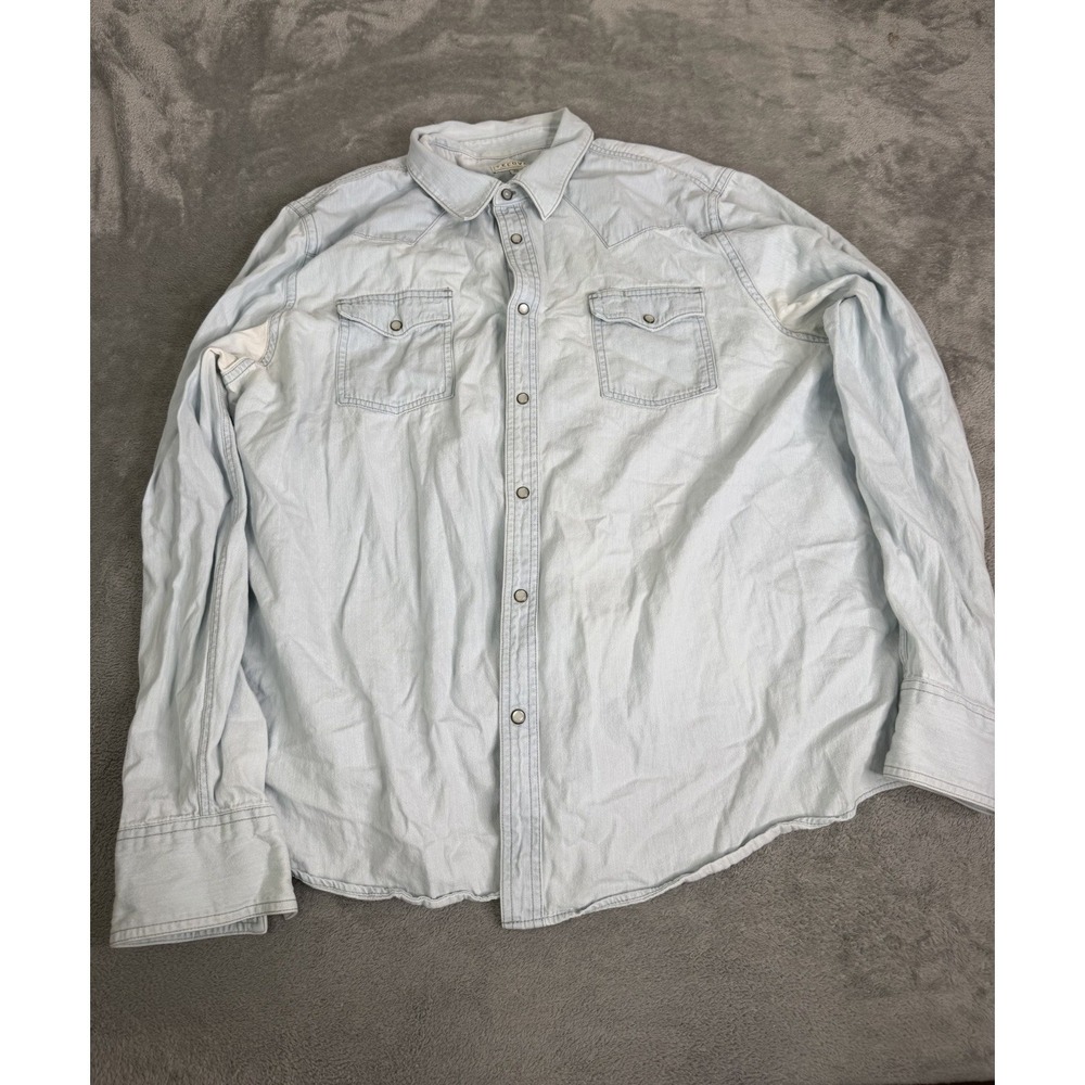 Tecovas Long Sleeve Pearl Snap Shirt Men's Size 2XL Blue Western